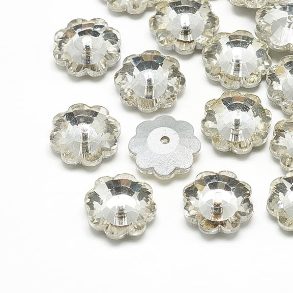 Glass Beads Back Plated Faceted Snowflake Clear 6x2mm Hole: 0.5mm DIY