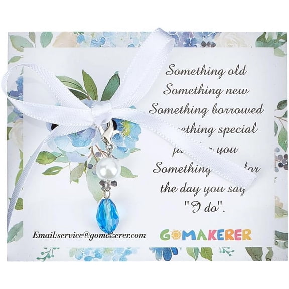 Glass Beads Bride Bouquet Pendant Decoration Angel Wing Charm Something Blue Keepsake Gift for Bride Platinum 45mm