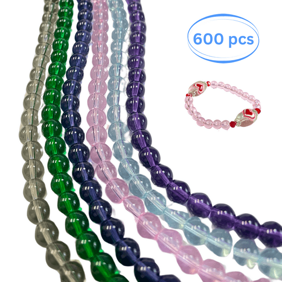 Glass Beads Bulk for Bracelet Making, Round Transparent Beads, Craft DIY Jewelry Supplies, Birthday Gift for Beader, 8mm, 600 pcs