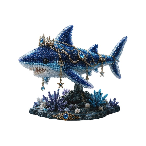 Glass Beads Craft Jewelry Making Kit Shark Decorations Under The Sea Decorations Blue Beads for Jewelry Making Gold Accent Display for Home Decor