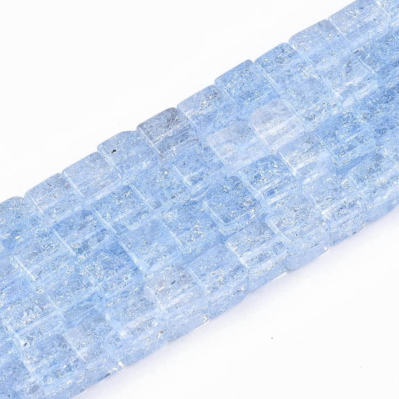 Glass Beads Dyed & Heated Square Cornflower Blue 6x6x6mm Hole: 1.4mm about 60~61pcs/strand 14.96 inch(38cm)