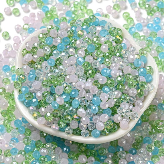 Glass Beads Faceted Rondelle Azure 4x3mm Hole: 0.4mm 820pcs/60g