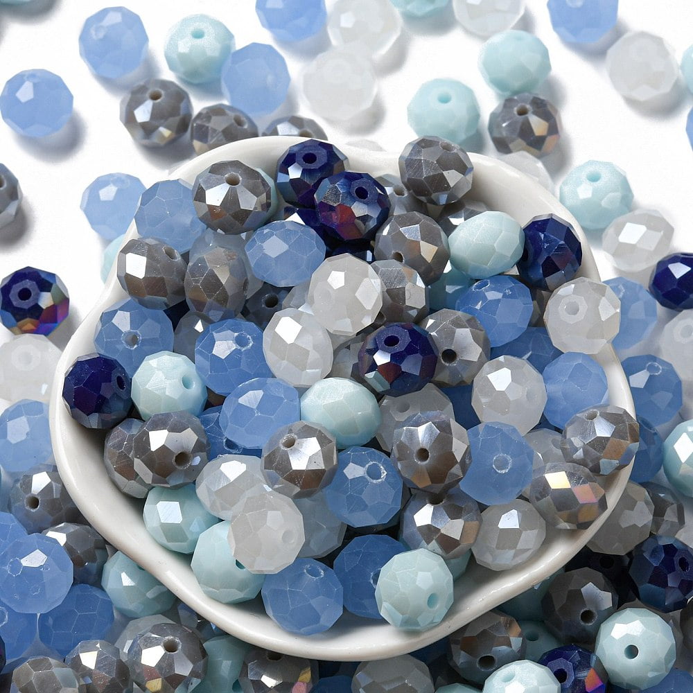 Glass Beads Faceted Rondelle Light Blue 10x8mm Hole: 1mm 560pcs/500g