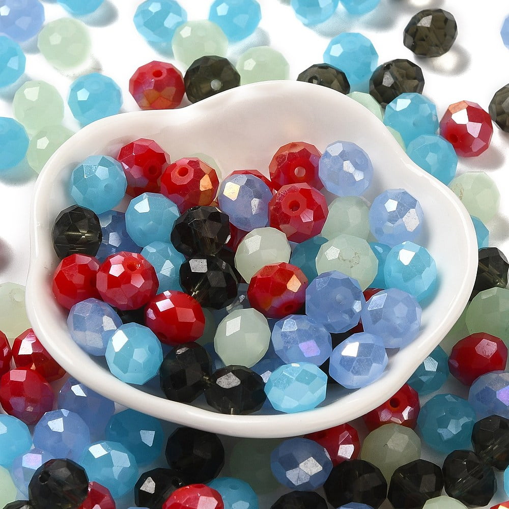 Glass Beads Faceted Rondelle Light Steel Blue 10x8mm Hole: 1mm about 560pcs/500g