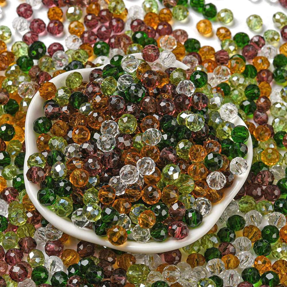 Glass Beads Faceted Rondelle Olive Drab 6x5mm Hole: 1mm about 2360pcs/500g