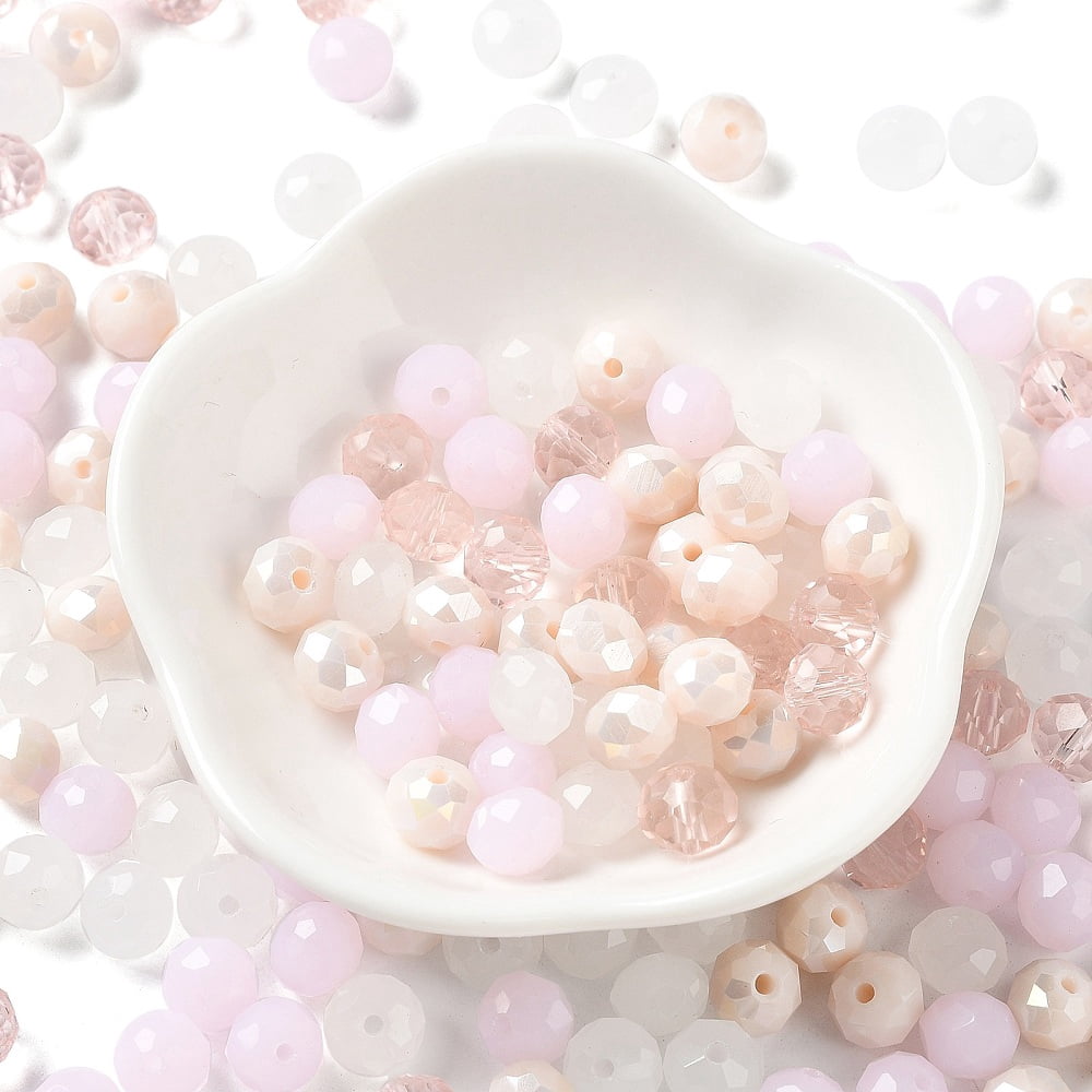 Glass Beads Faceted Rondelle Pink 8x6mm Hole: 1mm 1210pcs/500g