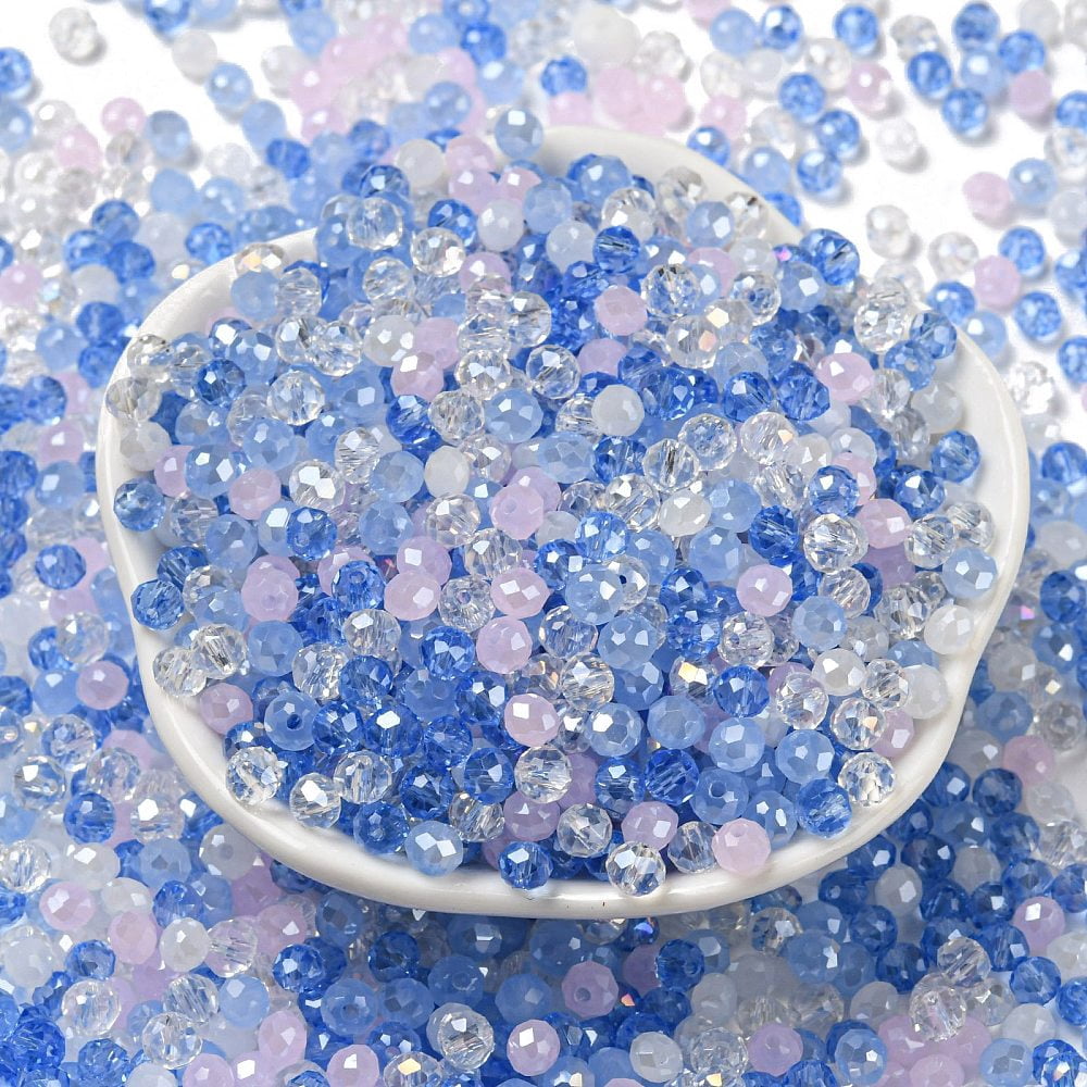 Glass Beads Faceted Rondelle Royal Blue 4x3mm Hole: 0.4mm about 6800pcs/500g