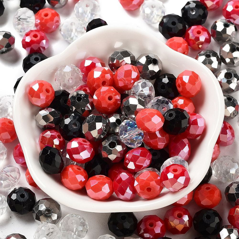 Glass Beads Faceted Rondelle Silver 10x8mm Hole: 1mm about 560pcs/500g