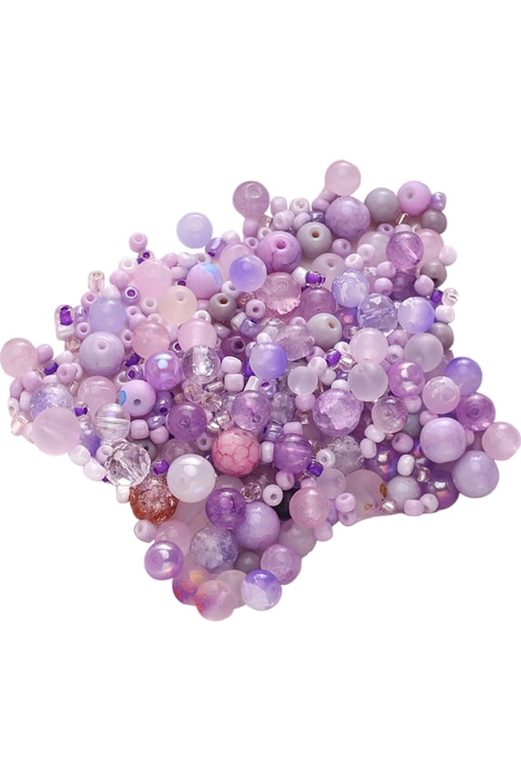 Glass Beads Jewelry Making Kit DIY Supplies with Vibrant Purple Colors for Bracelets Necklaces and Earrings