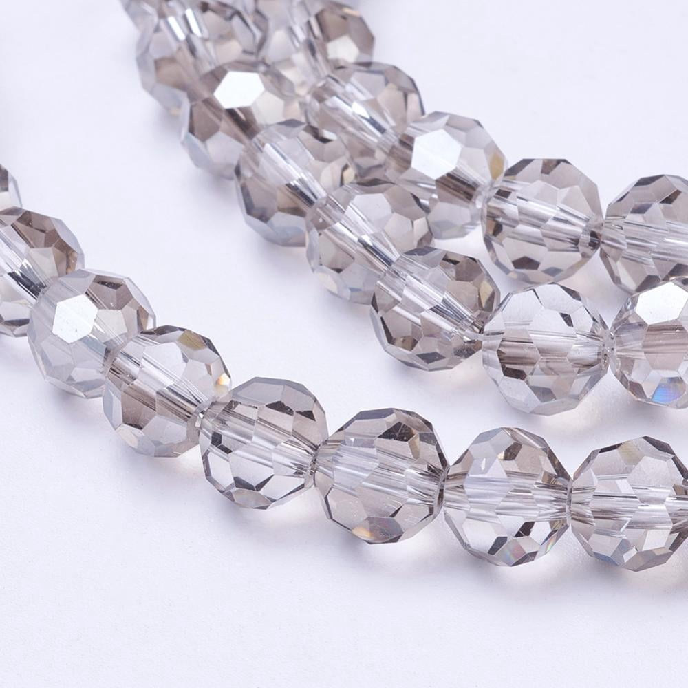 Glass Beads Strands Faceted(32 Facets) Round Gainsboro 8mm Hole: 1.5mm about 66~67pcs/strand 15.12 inch~15.35 inch(38.4~39cm)