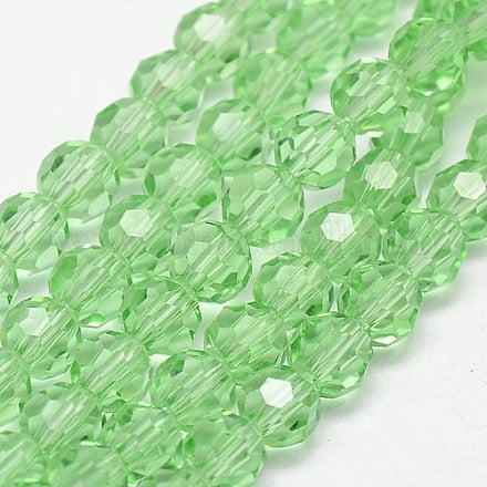 Glass Beads Strands Faceted(32 Facets) Round Pale Green 8mm Hole: 1.5mm about 66~67pcs/strand 15.12 inch~15.35 inch(38.4~39cm)