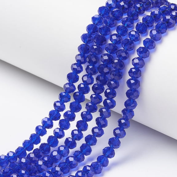 Glass Beads Strands Faceted Rondelle Blue 8x6mm Hole: 1mm about 60~62pcs/strand 15.7~16.1 inch(40~41cm)
