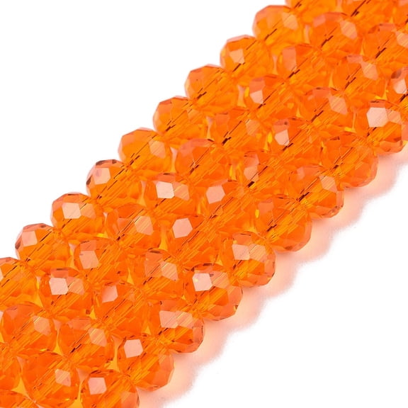 Glass Beads Strands Faceted Rondelle Dark Orange 6x5mm Hole: 1mm about 84~85pcs/strand 16.34~16.54 inch(41.5~42cm)