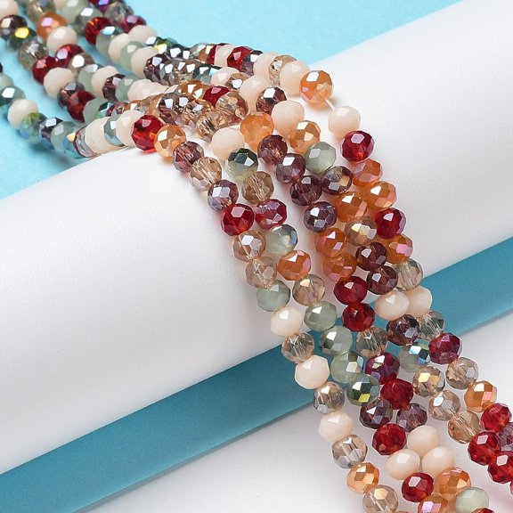 Glass Beads Strands Faceted Rondelle FireBrick 3.5x3mm Hole: 0.7mm about 105~110pcs/strand 29~31cm DIY