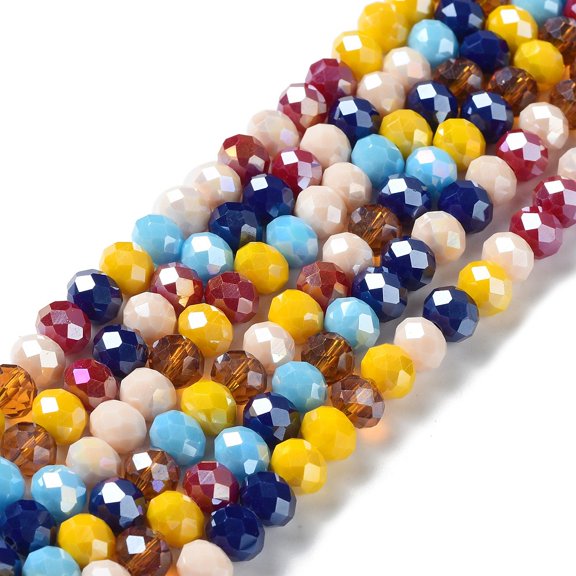 Glass Beads Strands Faceted Rondelle Mixed Color 8x6mm Hole: 1mm about 65~68pcs/strand 15.7~16.1 inch(40~41cm)
