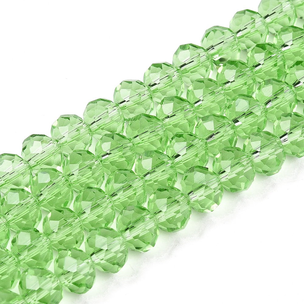 Glass Beads Strands Faceted Rondelle Pale Green 8x6mm Hole: 1mm 60~62pcs/strand 39~40cm diy
