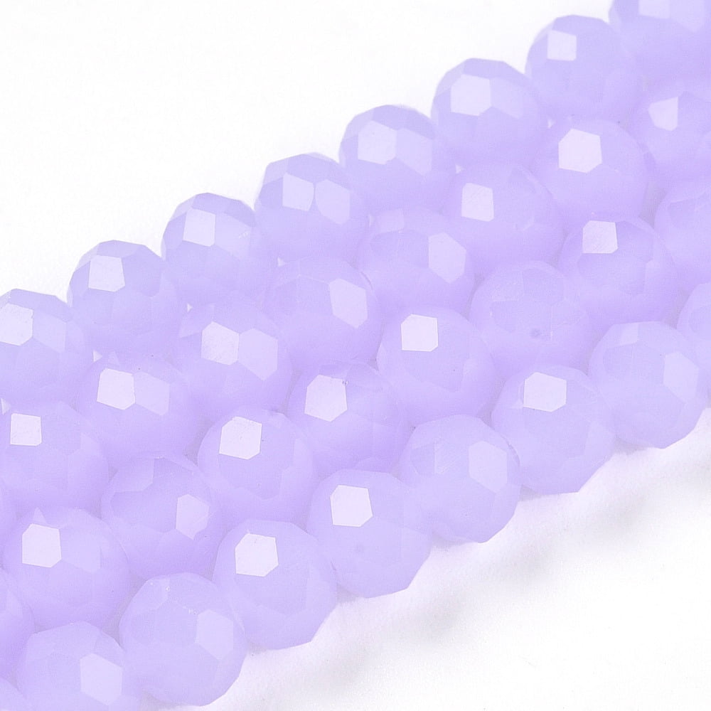 Glass Beads Strands Imitation Jade Faceted Rondelle Lilac 6x5mm Hole: 1mm about 84~85pcs/strand 41.5~42cm