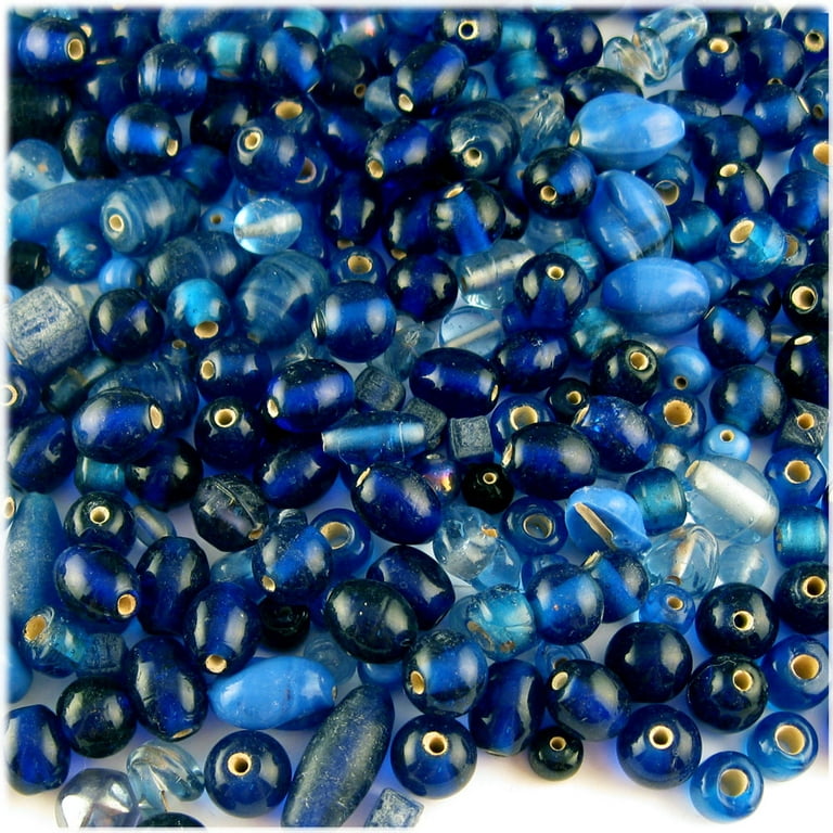 Glass Beads, Assorted Shapes, 6-12mm, 1-LB, Light Blue