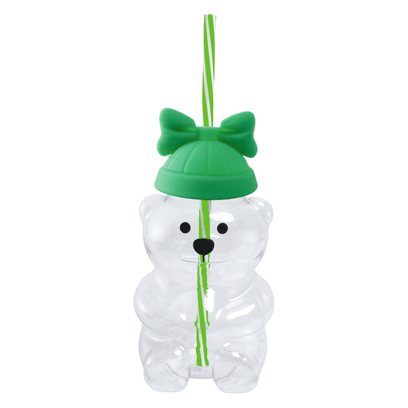 Glass Bear Cup, Honeybear Straw Cup, Glass Cups with Lids and Straws, Cute Mugs Bear Sippy Cups Coffee Beer Wine Cocktail Drinks Glassware