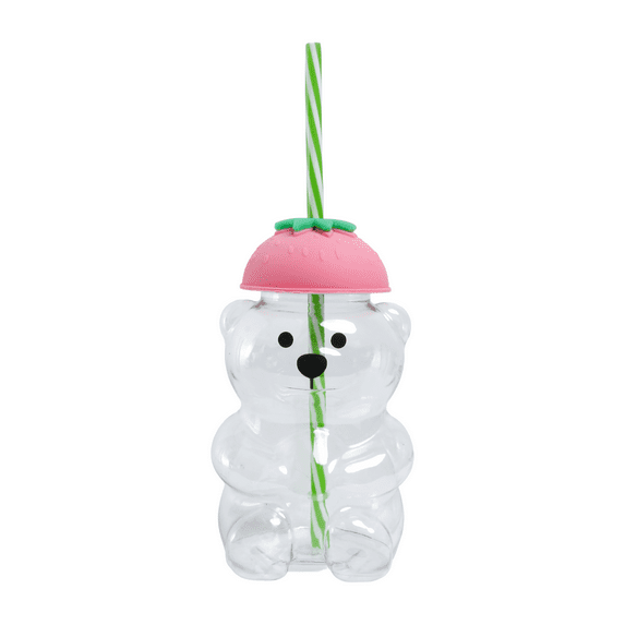 Glass Bear Cup, Honeybear Straw Cup, Glass Cups with Lids and Straws, Cute Mugs Bear Sippy Cups Coffee Beer Wine Cocktail Drinks Glassware