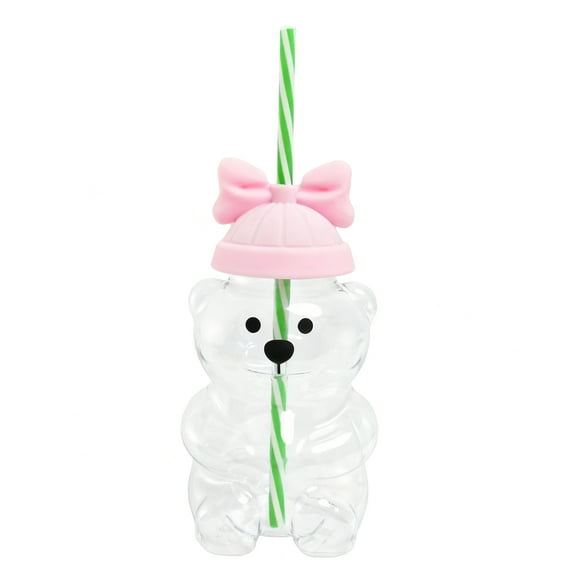 Glass Bear Cup, Honeybear Straw Cup, Glass Cups with Lids and Straws, Cute Mugs Bear Sippy Cups Coffee Beer Wine Cocktail Drinks Glassware