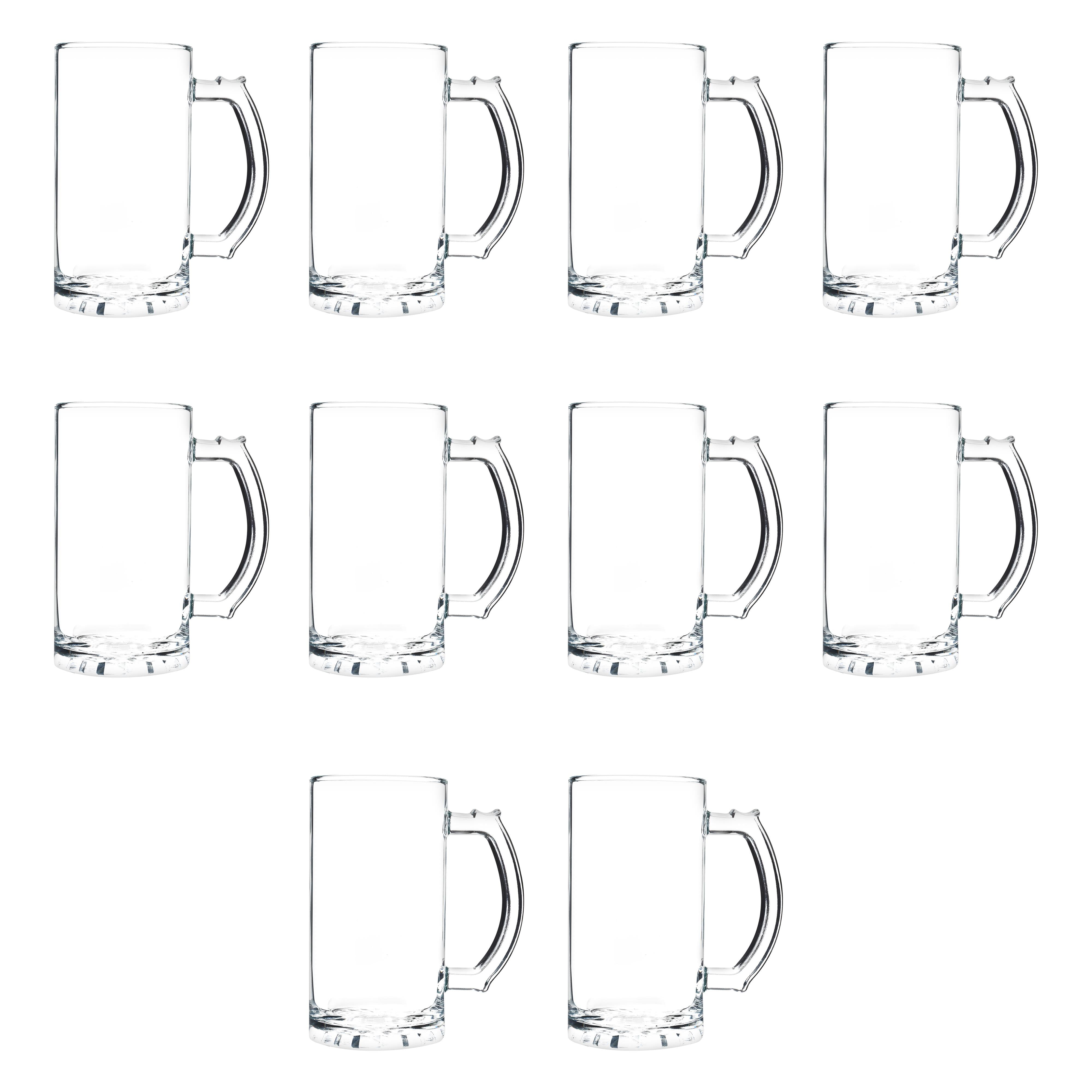 Glass Beer Mug 16 oz. Set of 10, Bulk Pack Great for Wedding Favors