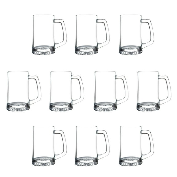Glass Beer Mugs by ARC 14 oz. Set of 10, Bulk Pack - Great for Octoberfest, Pub, Restaurant - Clear