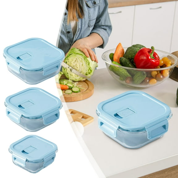 Glass Bento Lunch Container | Microwave Safe Food Storage Box | Thermal Shock Resistant | Bento Style Meal Prep Organizer | Dishwasher Safe | Fresh-Keeping | Durable Portable Design