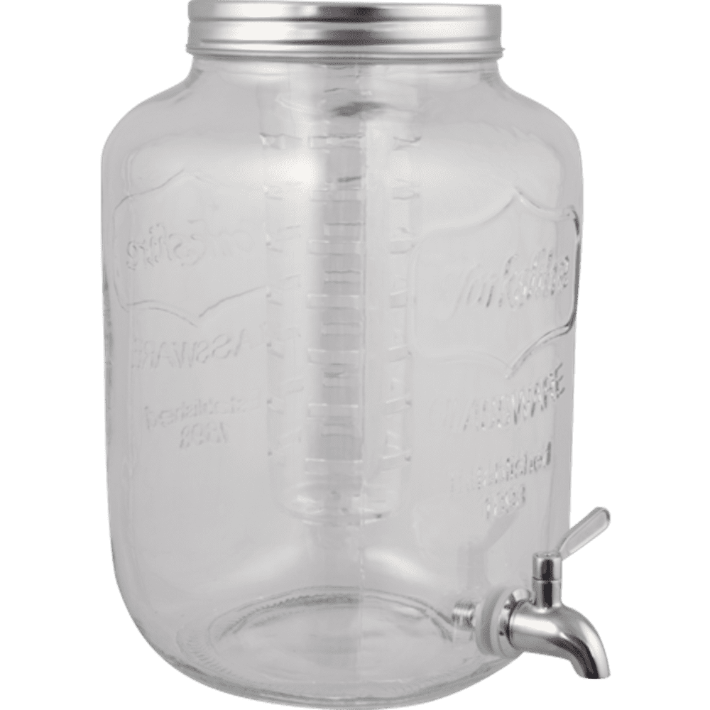 Glass Beverage Dispenser with Infuser and Stainless Spigot - 8L