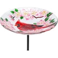 thumbnail image 1 of Glass Bird Baths For Outdoors - Cardinal And Flower  Bird Water Bowl Birdfeeders Stake For Outside, Garden, Lawn Yard Decor, 1 of 8