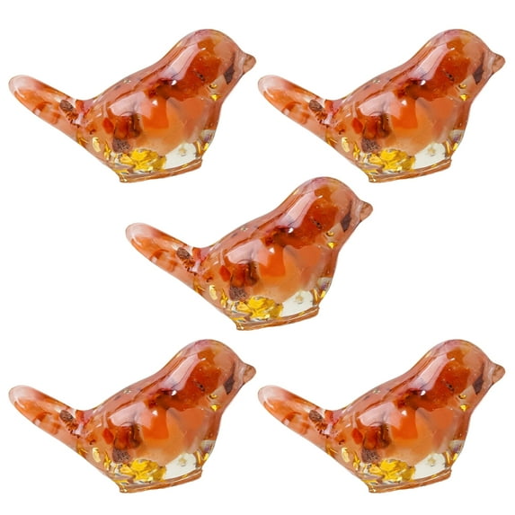 Glass Bird Figures, 5Piece Collection Bird Figurines Birds Statues For Coffee Table, Bedroom, Office Decoration