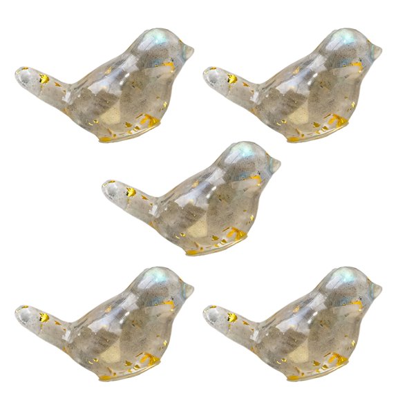 Glass Bird Figures, 5Piece Collection Bird Figurines Birds Statues For Coffee Table, Bedroom, Office Decoration