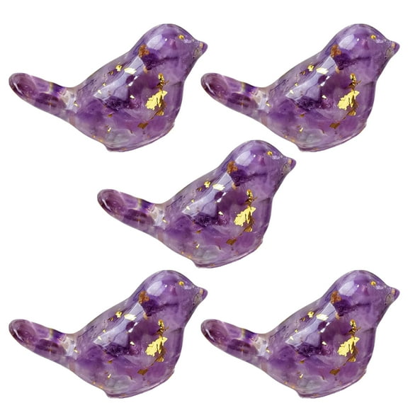 Glass Bird Figures, 5Piece Collection Bird Figurines Birds Statues For Coffee Table, Bedroom, Office Decoration