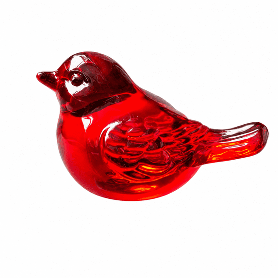 Glass Birds Figurines Crystal Bird Decor, Collectible Statues for Tabletop Bookshelf Office Desk Decoration, Meaningful Gifts for Birds Lovers, Red