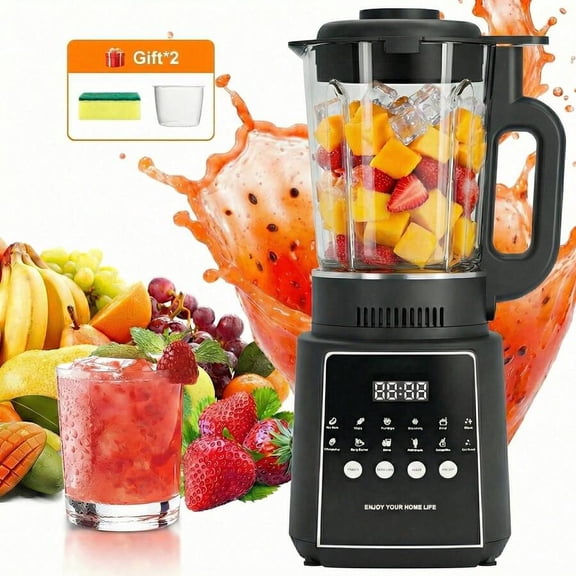 Glass Blenders For Kitchen, 1200W High Speed Professional Blenders With 14 Functions, Countertop Blender For Smoothie, Food Processor With Heating, Auto Clean, Black