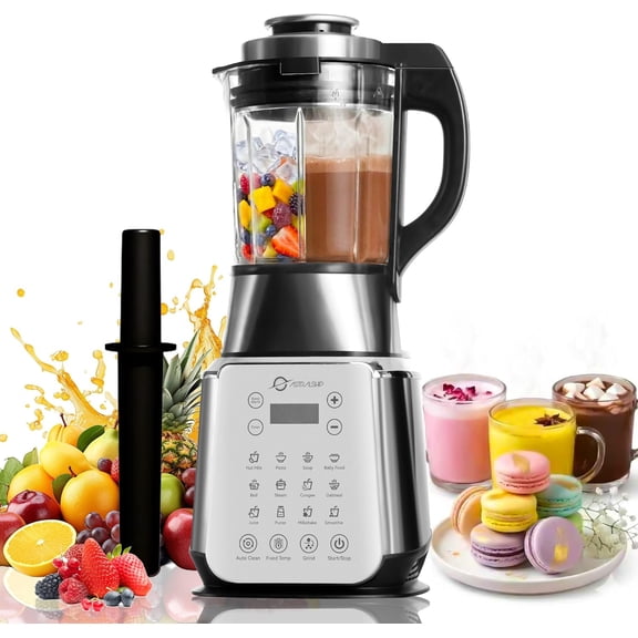 Glass Blenders for Kitchen  Stainless Steel Professional Blender Smoothies 1500W Motor, Food Processor Combo 9 Adjustable Speeds, 14 Preset Programs, BPA-Free Jar blender, Nut Milk, Soups