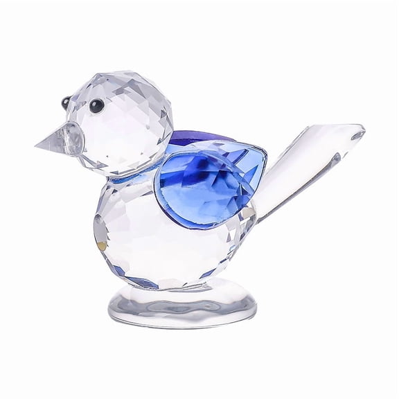 Glass Blue Bird Figurine Birds Statue Crystal Animal Sculpture Decorative Ornaments for Home Decoration,Birthday Present,Women Gift of Happiness