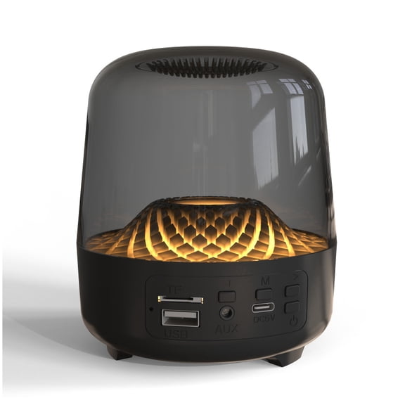 Glass Bluetooth Speaker with RGB Music Sync Light, 360 Subwoofer,Portable for Home