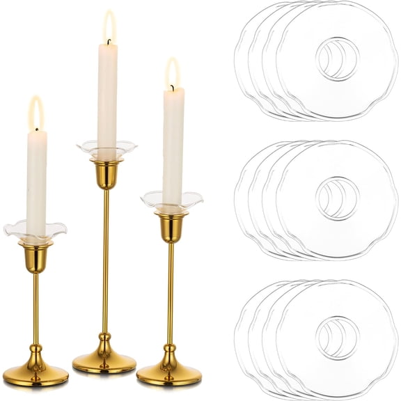 Glass Bobeches for Candlestick, 12Pcs Clear Candles Drip Protector
