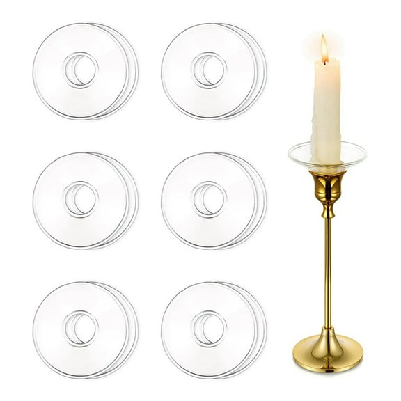 Glass Bobeches for Candlestick Holders, 12 Pcs Candle Drip Protectors Candle Rings for Tapers, Candle Drip Catcher