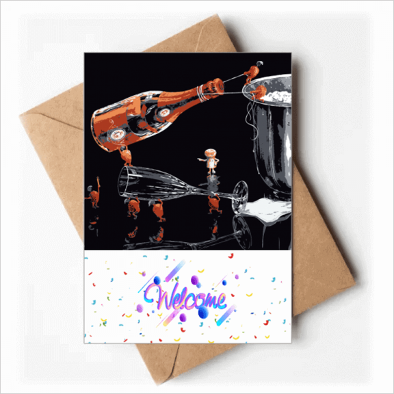 Glass Bootle Ice Bucket Decoration Welcome Back Greeting Cards Envelopes Blank