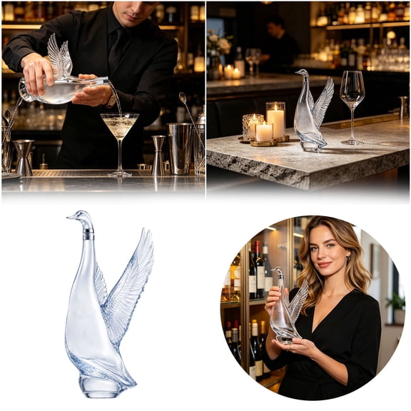 Glass Bottle 350ml Clear Liquor Bottle Home Bar Display Gift for Lovers, 1 Count