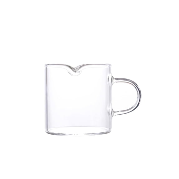 Glass&Bottle Cups 4 OZ Double Spouts Shot Glass Milk Cup with Handle Clear Glass Accessories for Machine