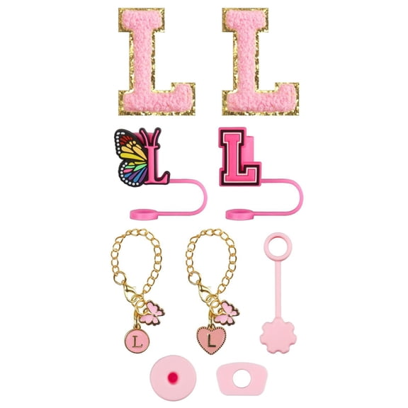 Glass Bottle Accessory Kit for Cups Embroidery Patch Straw Covers Charm Necklace Chain Leak Guard Complete Decorative Upgrade,0.4 inch,L