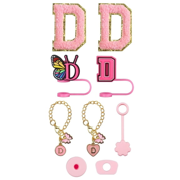 Glass Bottle Accessory Upgrade Kit for Drinkware Embroidery Patch Straw Covers Charm Necklace Chain Leak Guard,0.4 inch,D
