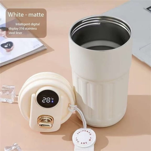 Glass&Bottle Category Coffee Mug with LED Temperature Display Stainless Steel 450ml Smart Mug with Lid Keeps Beverages Warm or Cold for Hours