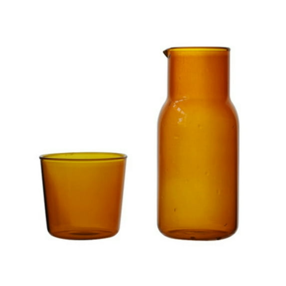 Glass Bottle Clear Glass Juice Water Pitcher Bedside Water Carafe Set with Cup Set