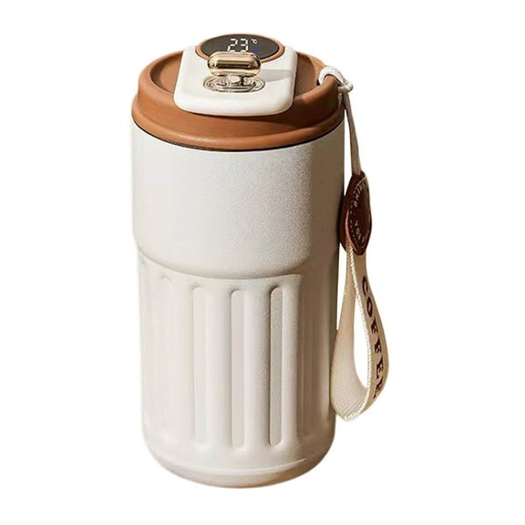 Glass & Bottle Coffee Mug with LED Temperature Display Stainless Steel 450ml Smart Cup 6-Hour Screen Display Lid Included Keeps Beverages Warm or Cold