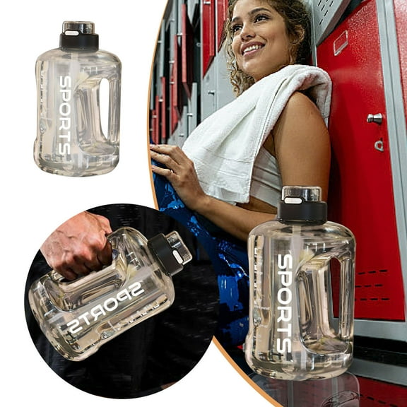 Glass & Bottle Companion 04 Gallon Hydration bottle with Straw and Chug Lid 54 Oz Large Water Bottle with Handle Marker for Trackable Hydration Empty Glass & Bottle Solution