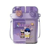 Glass Bottle - Cups - Double-Spouted Straw Cup, Purple(1X Double Drinking Straw Mug - Purple)